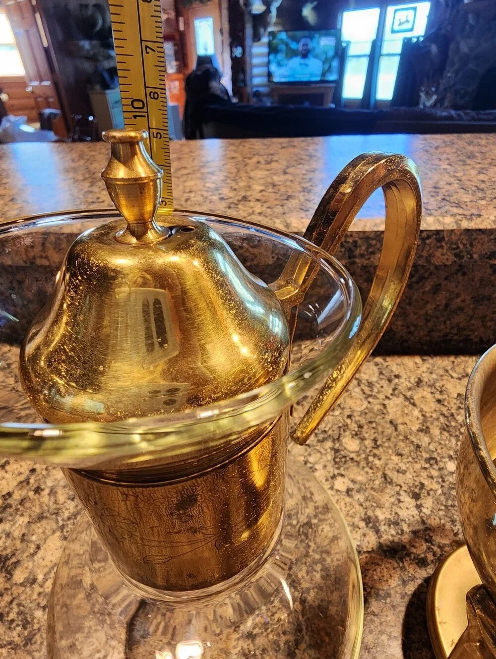Princess House Glass/Brass Coffee Warmer